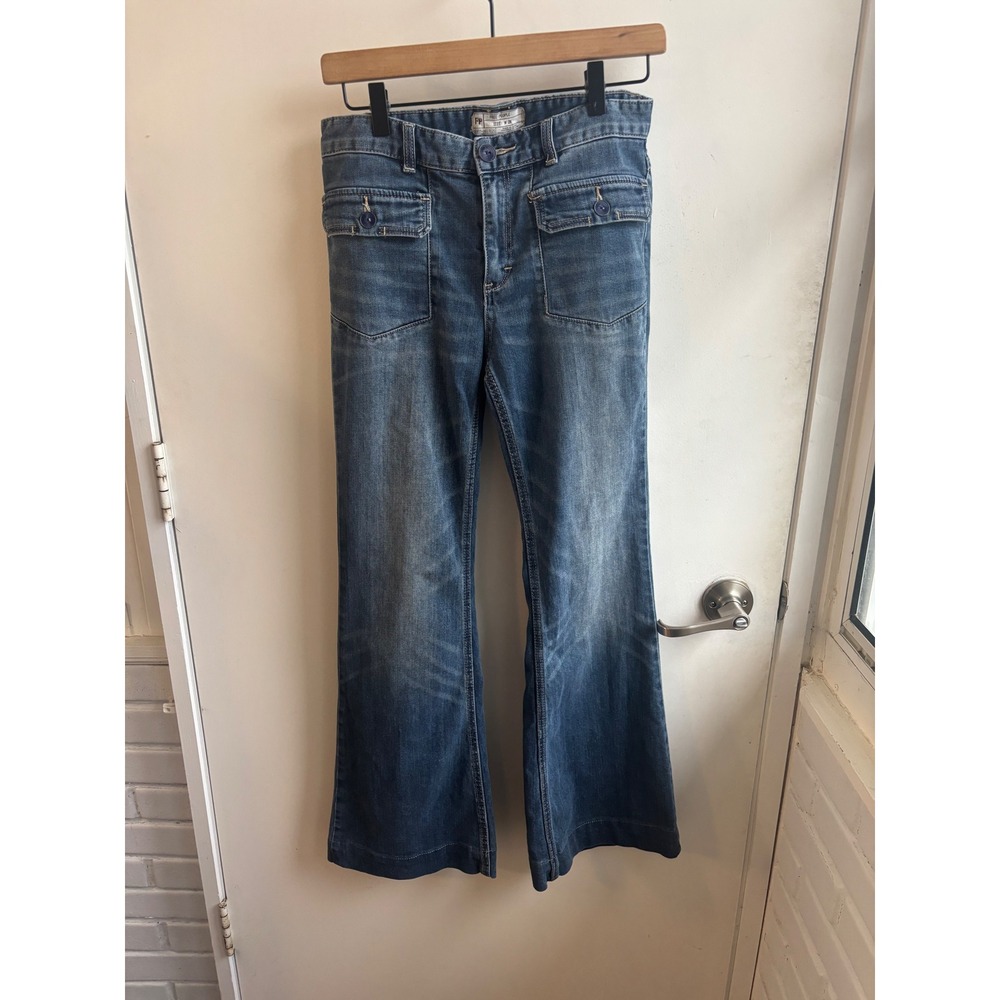 Free People Brette Cropped Wide Leg Jeans 28 boho flare leg retro flattering - Picture 2 of 8